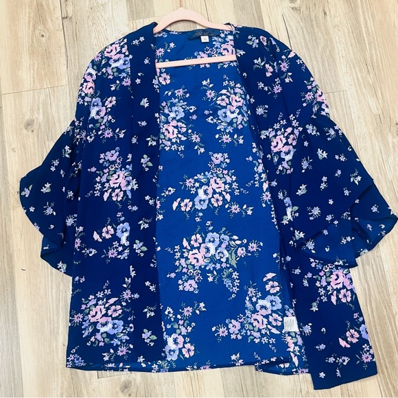 Blue Rain boutique Floral Kimono blue floral size small - Picture 4 of 5
